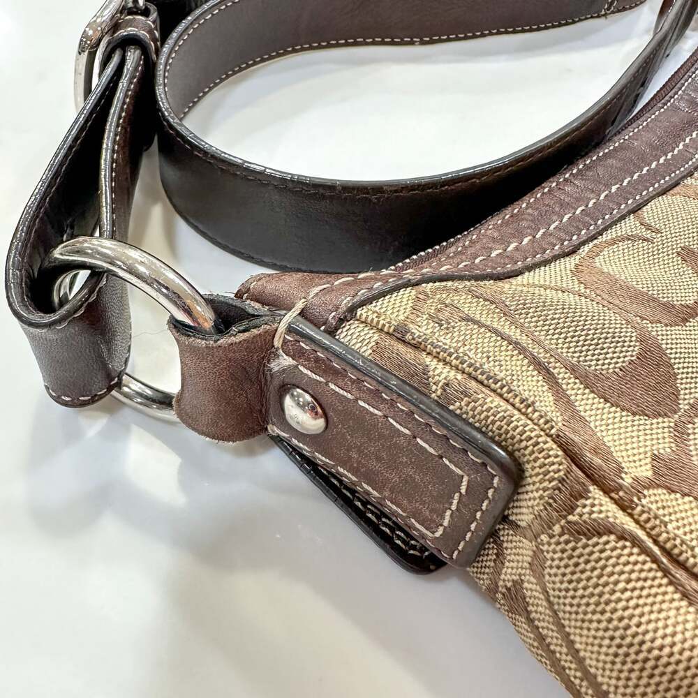 Coach Chelsea Signature Brown Canvas Hobo Shoulder Bag Y2K - Picture 11 of 14